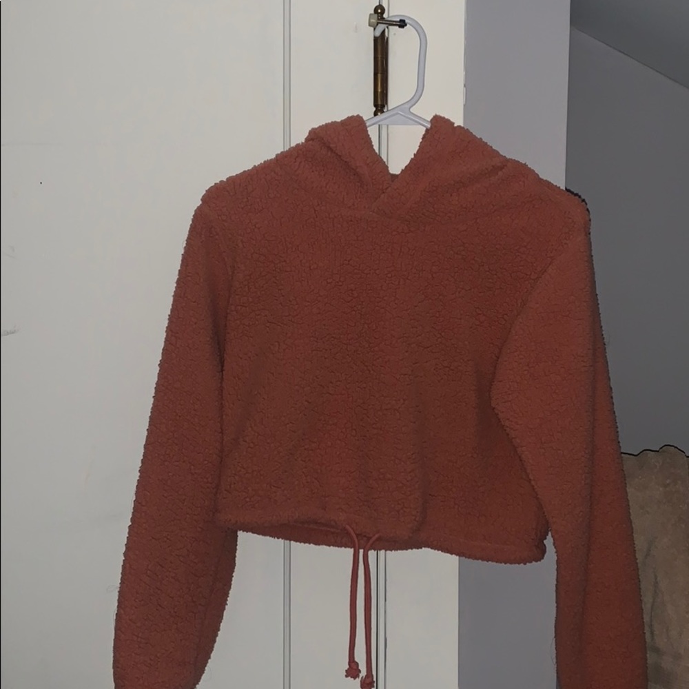 cropped fuzzy hoodie